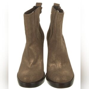 Tory Burch "Troy" ankle booties. bronze-toned suede metallic,sparkle finish, 8.5